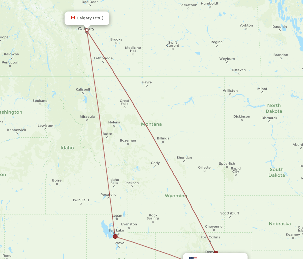 COS-YYC flight routes