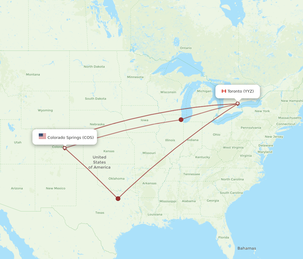COS-YYZ flight routes
