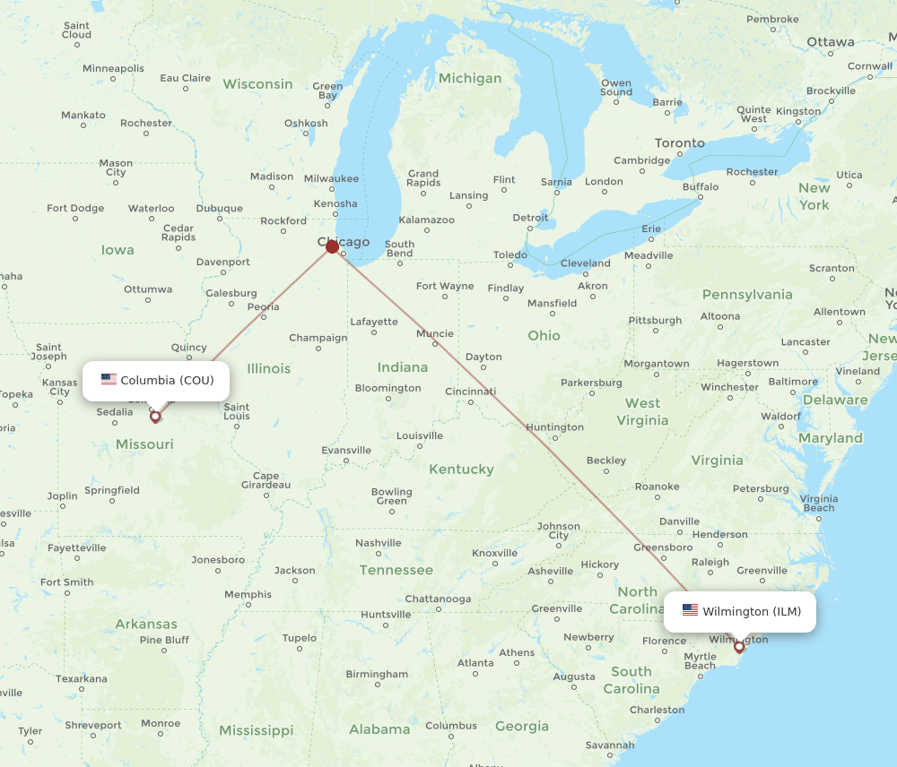 COU-ILM flight routes