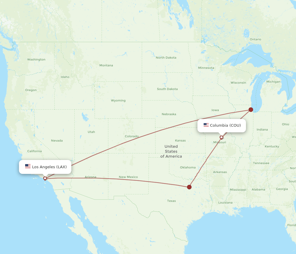 COU-LAX flight routes