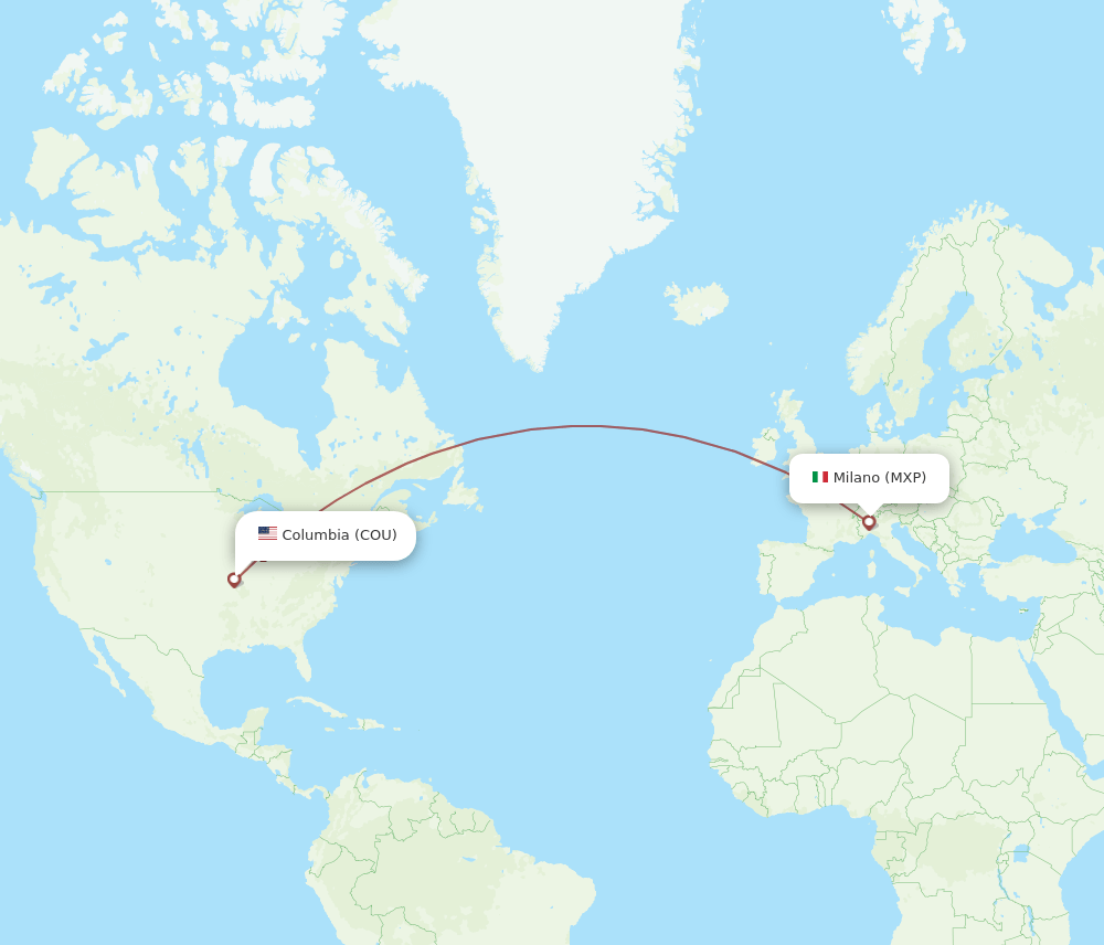 COU to MXP flights and routes map