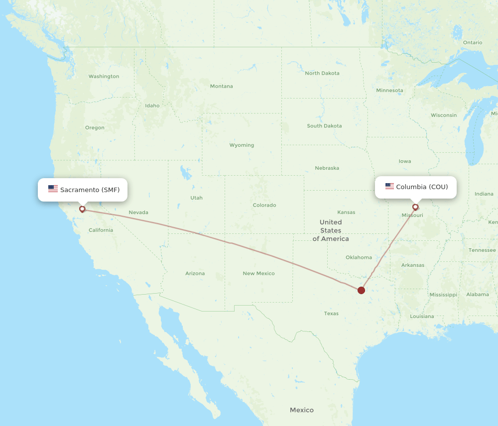 COU-SMF flight routes