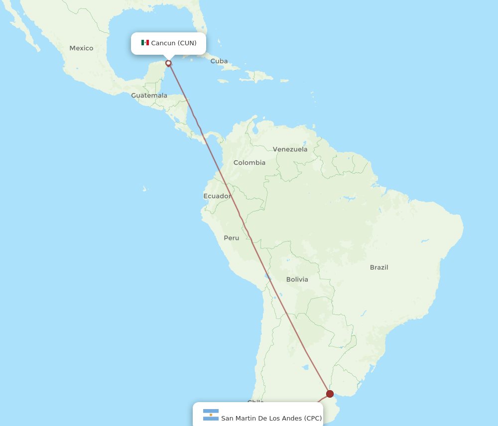 CPC-CUN flight routes
