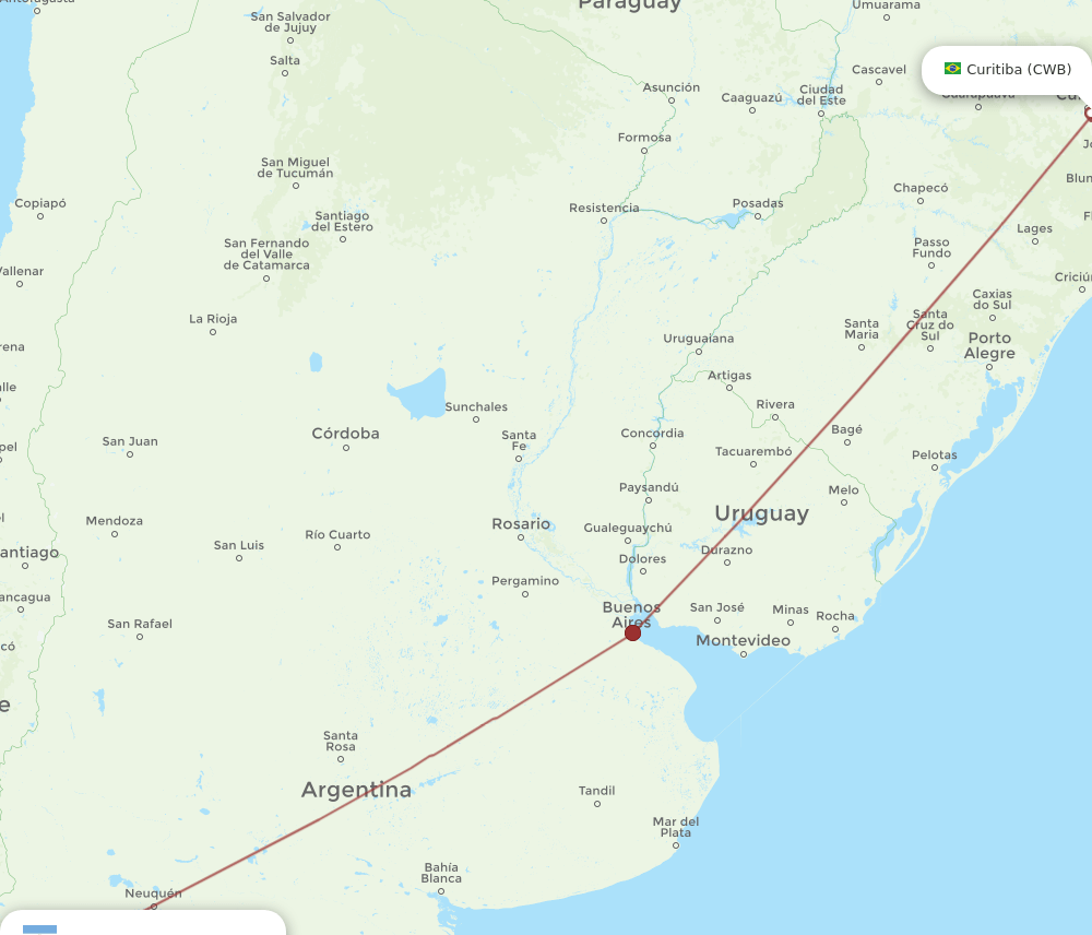 CPC to CWB flights and routes map