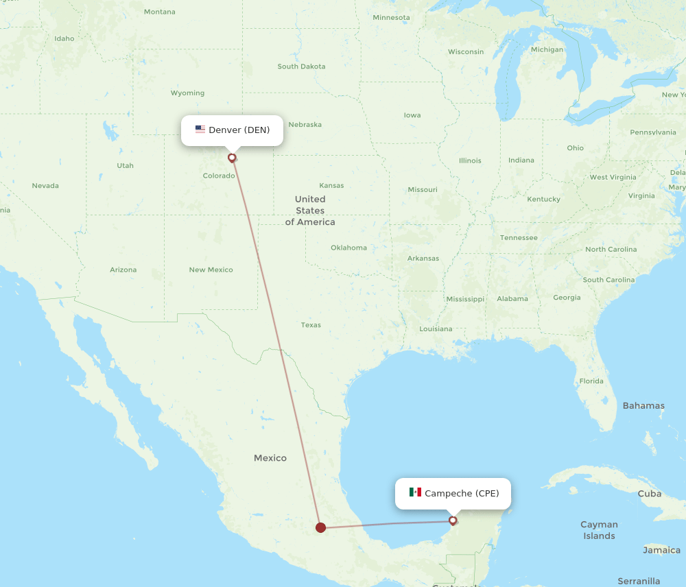 CPE-DEN flight routes