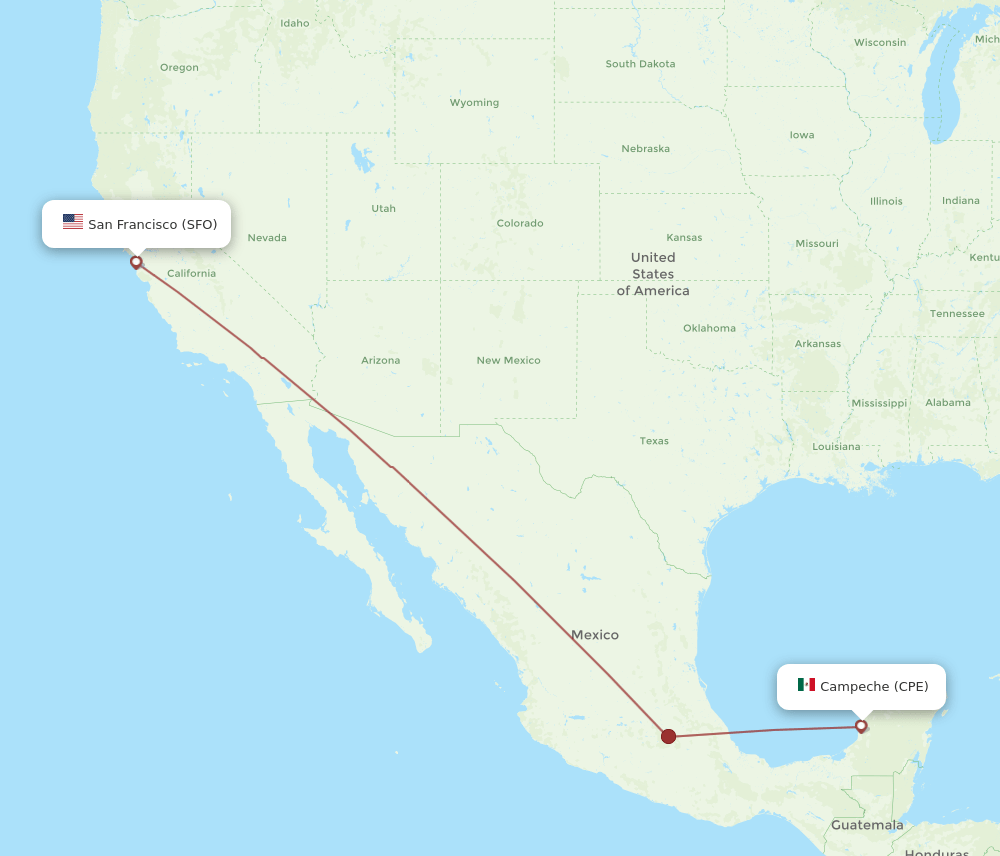 CPE-SFO flight routes