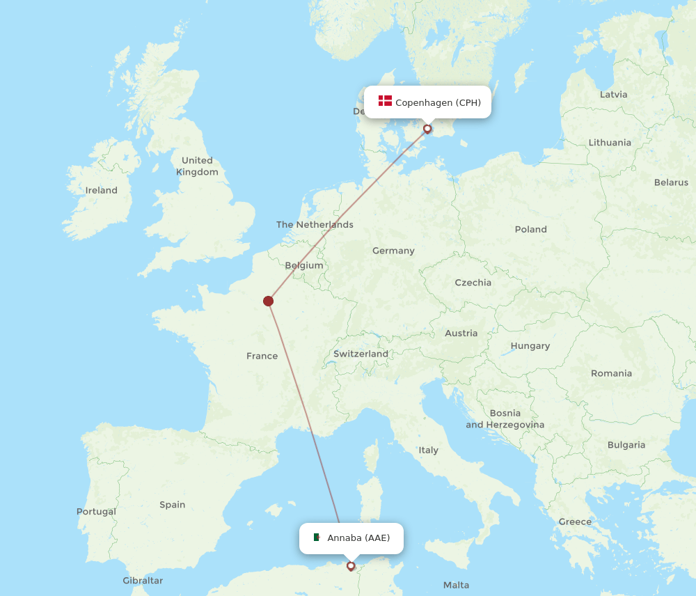 CPH-AAE flight routes