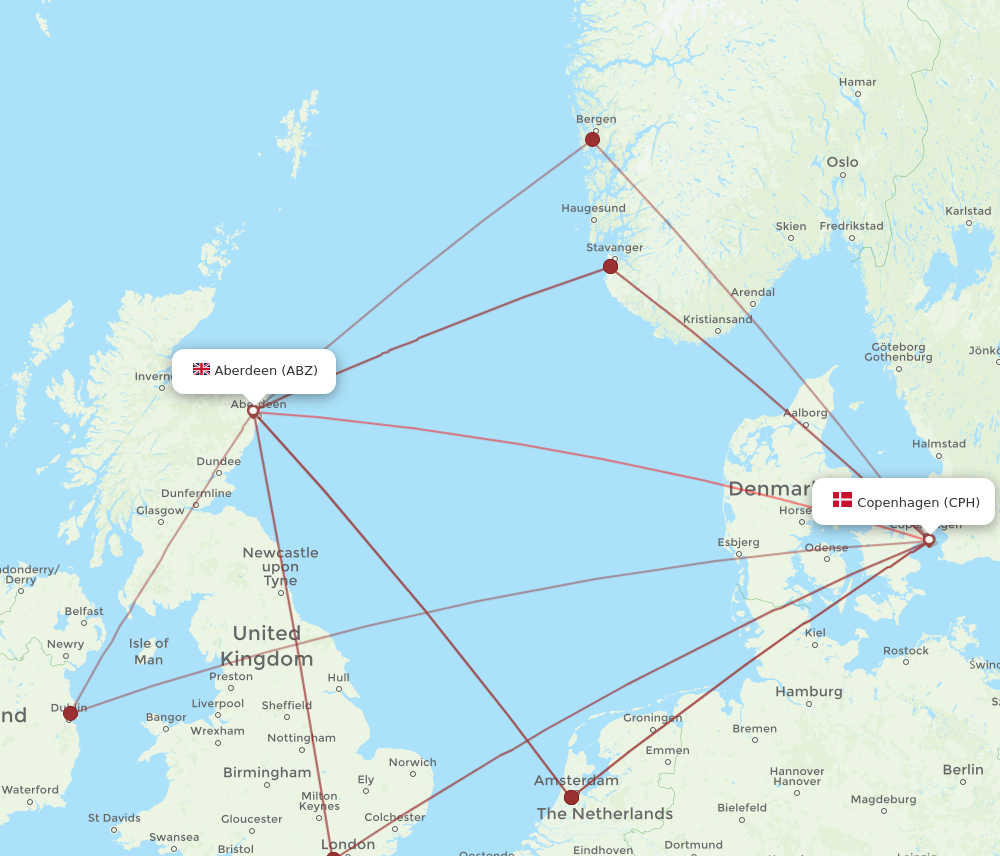CPH-ABZ flight routes