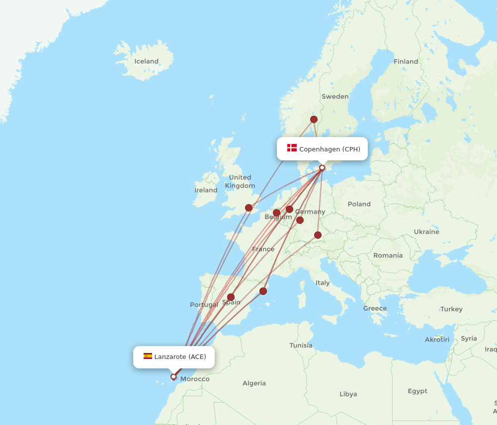 CPH-ACE flight routes
