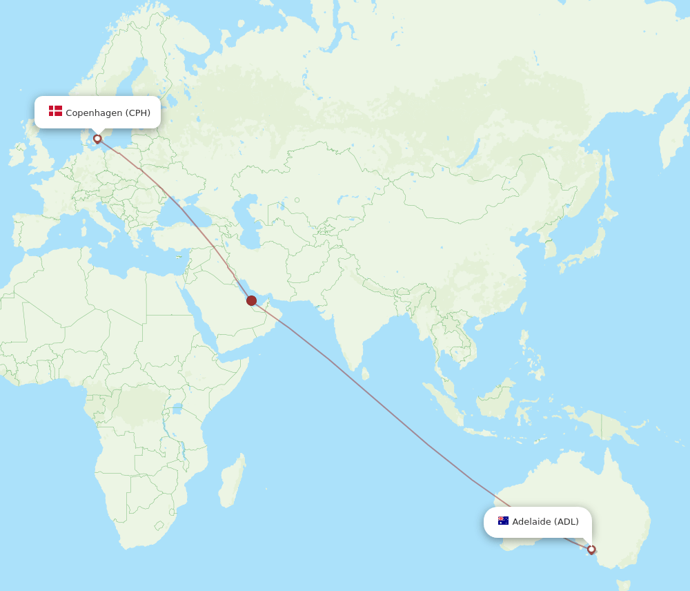 CPH-ADL flight routes