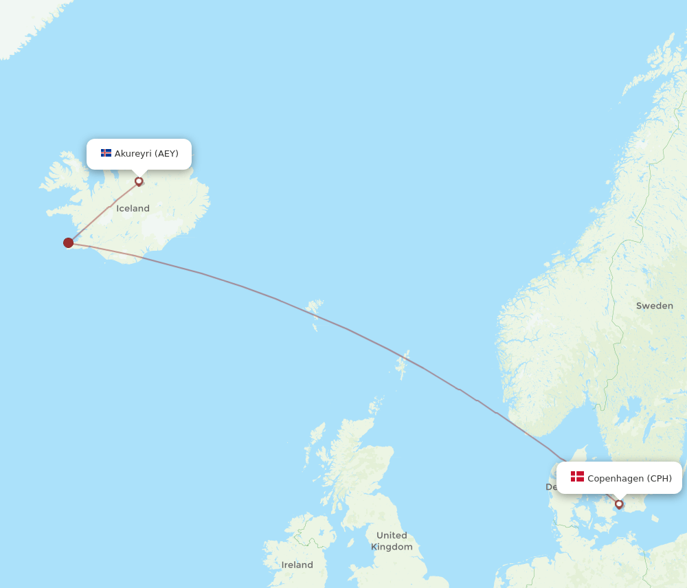 CPH-AEY flight routes