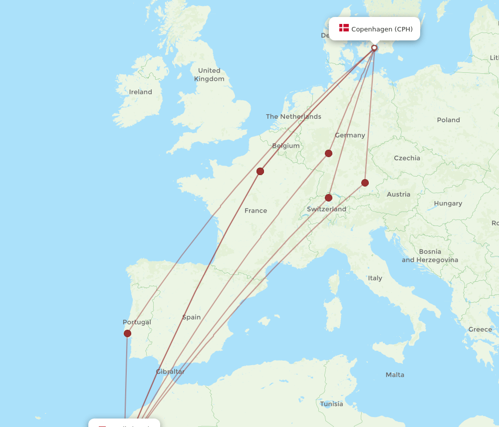 CPH-AGA flight routes