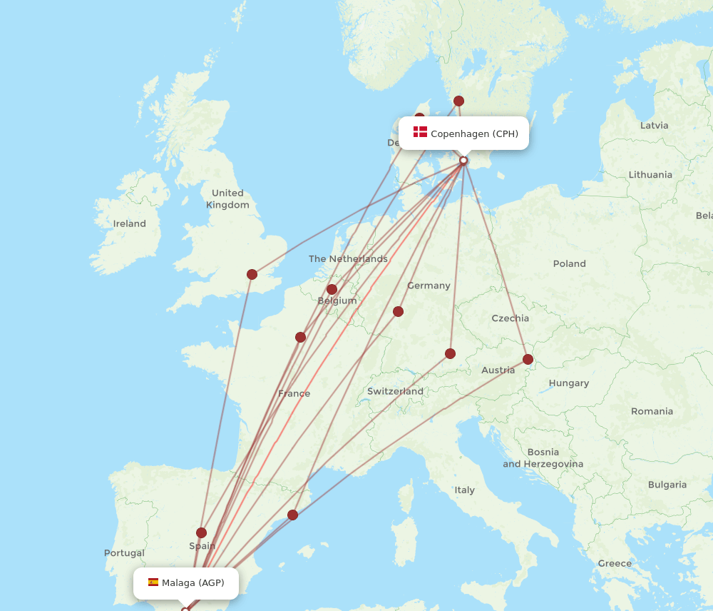 CPH-AGP flight routes