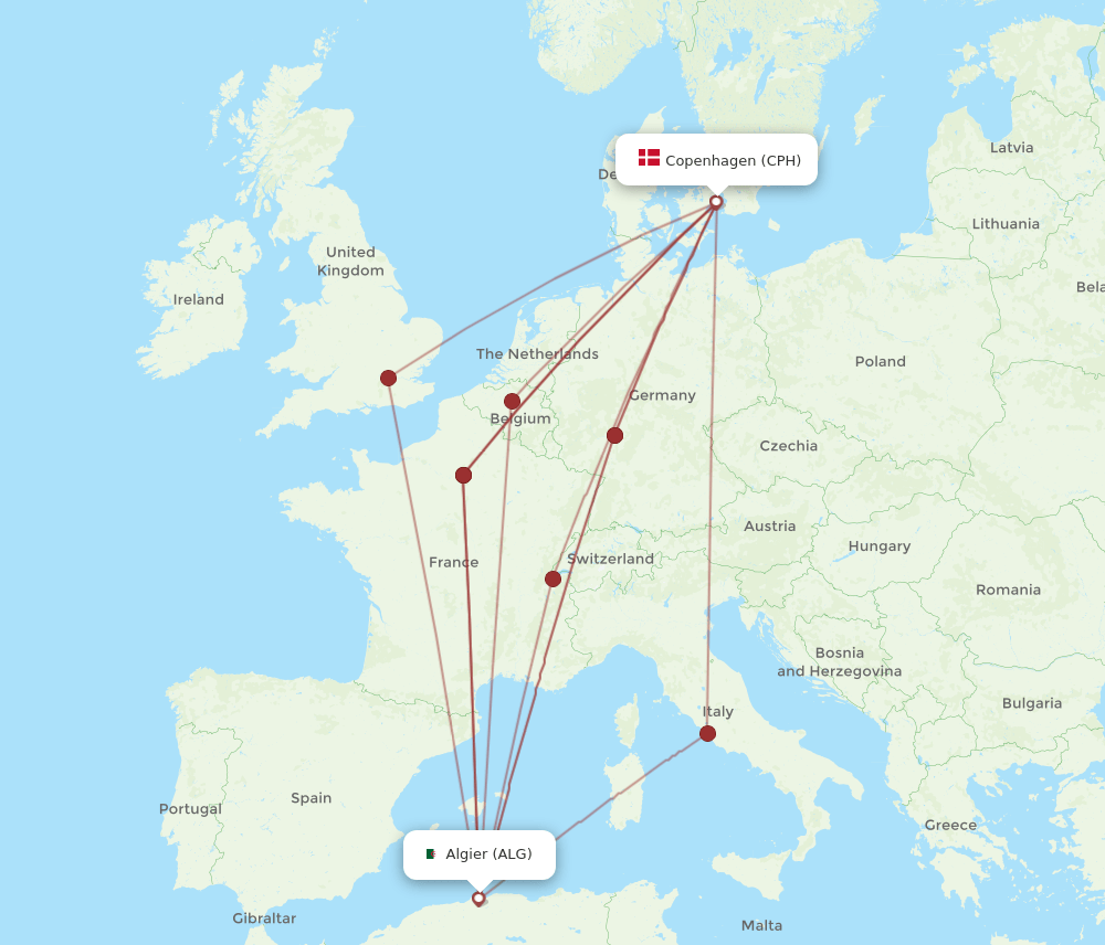 CPH-ALG flight routes