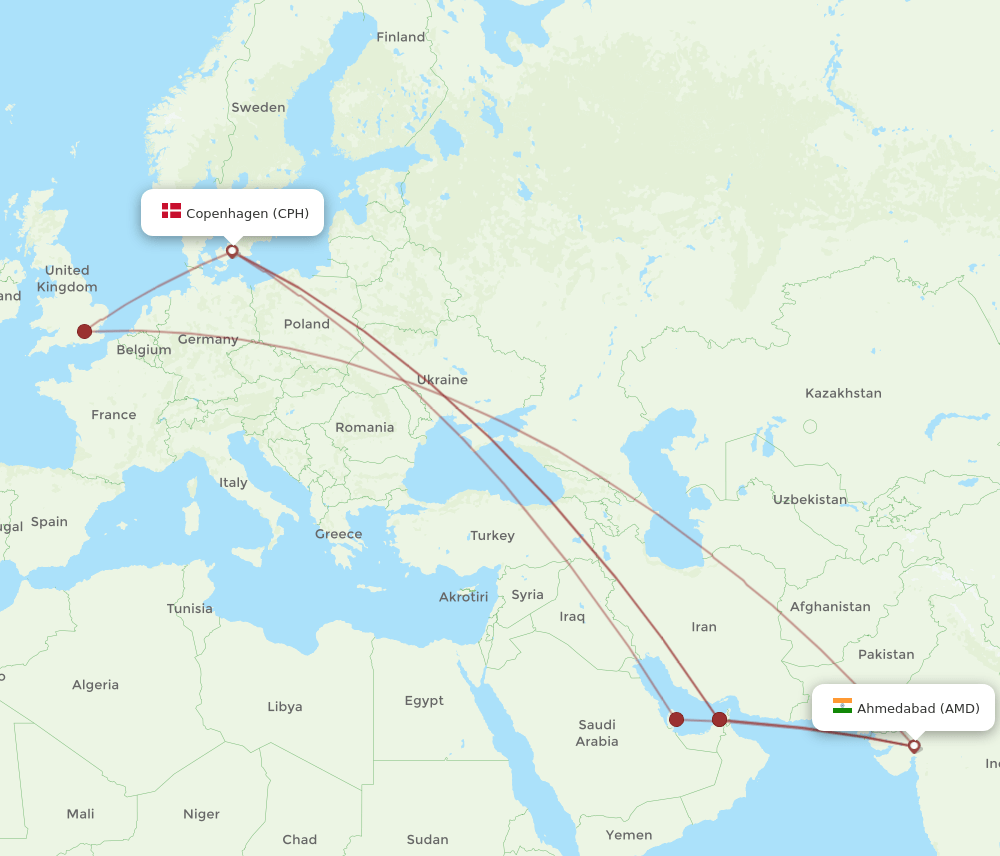 CPH-AMD flight routes