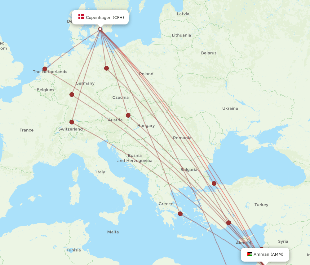 CPH-AMM flight routes