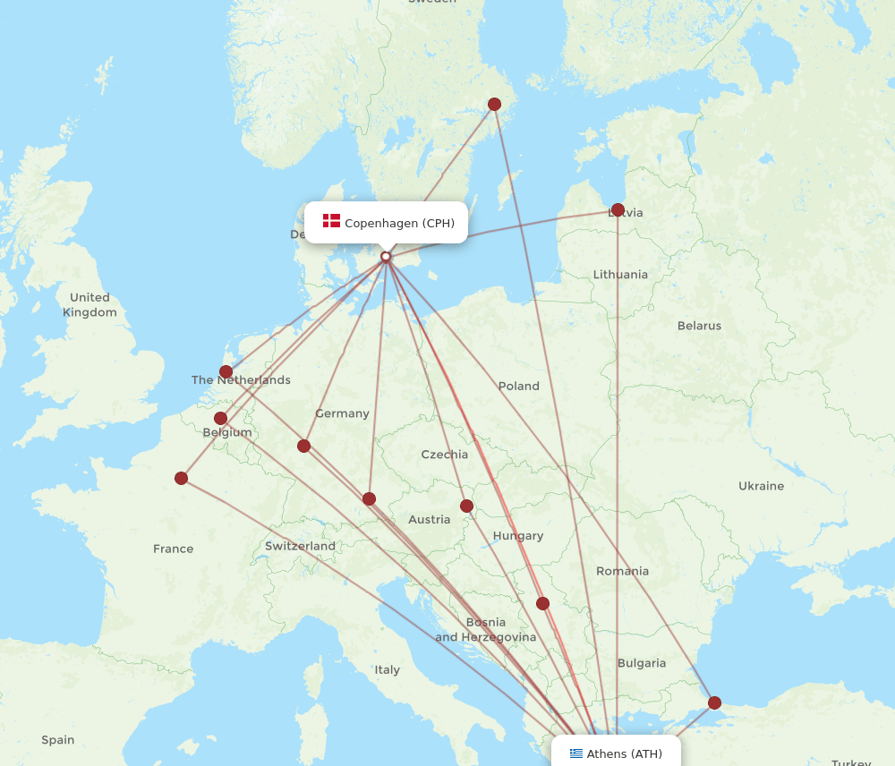 CPH-ATH flight routes