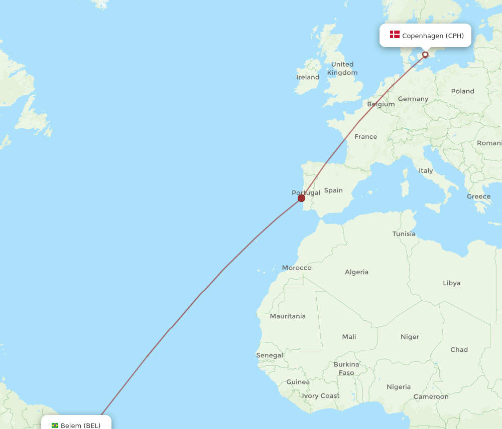 CPH-BEL flight routes