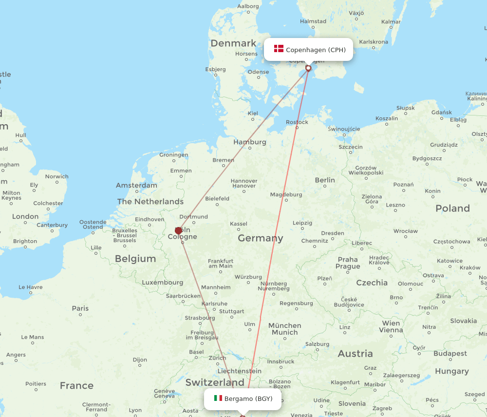 CPH-BGY flight routes