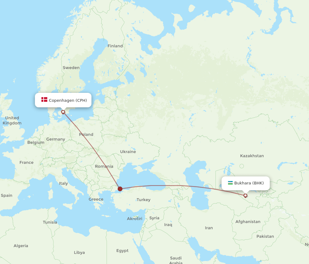 CPH-BHK flight routes