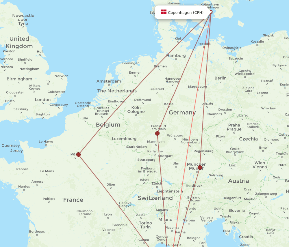 CPH-BIA flight routes