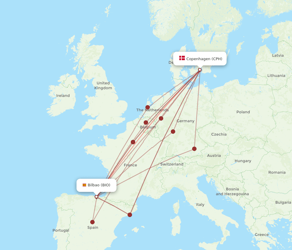 CPH-BIO flight routes