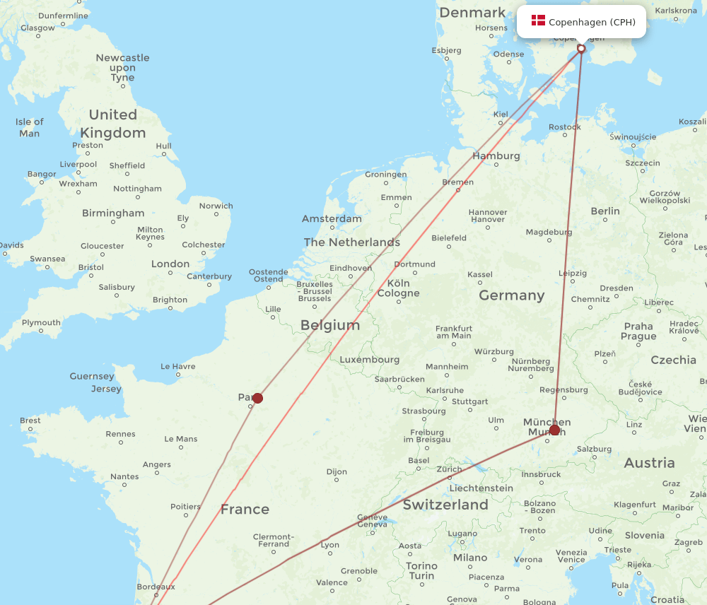 CPH-BIQ flight routes
