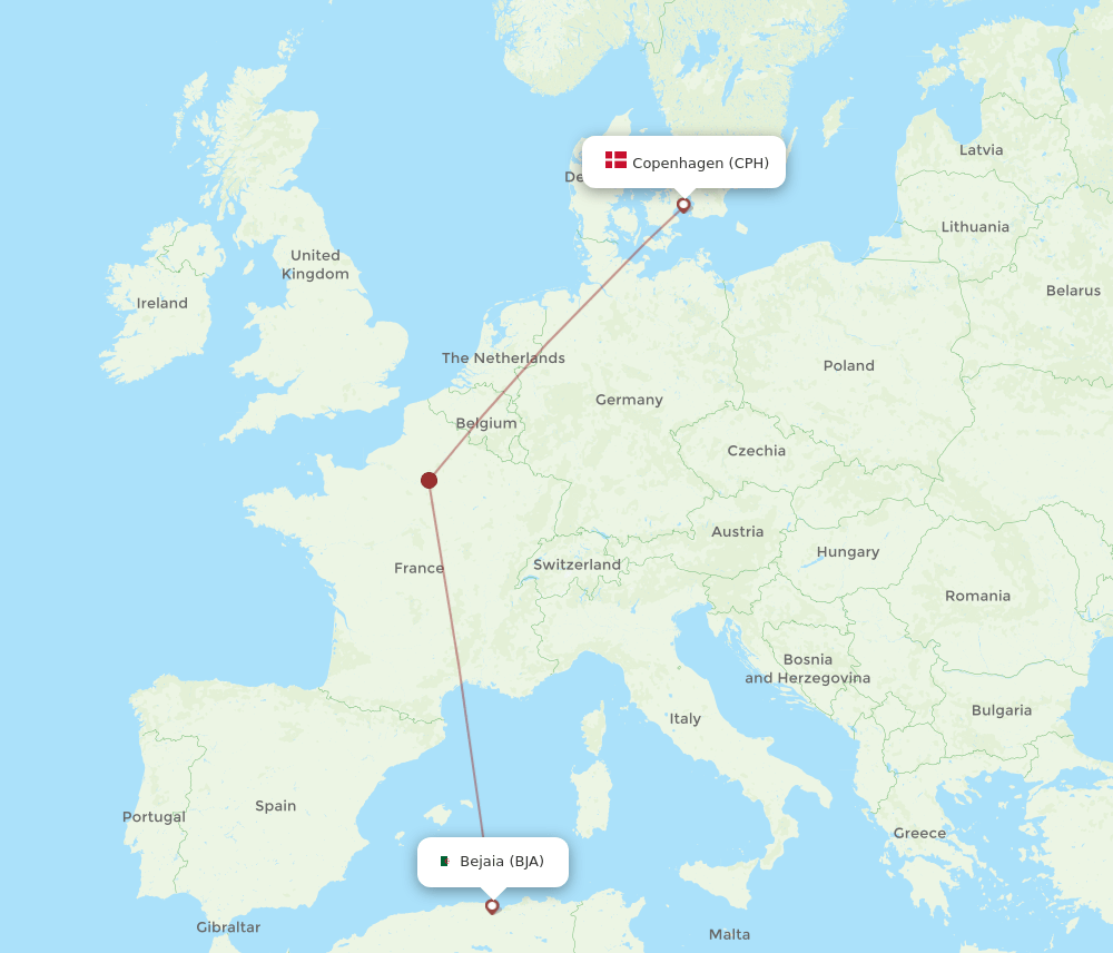 CPH-BJA flight routes