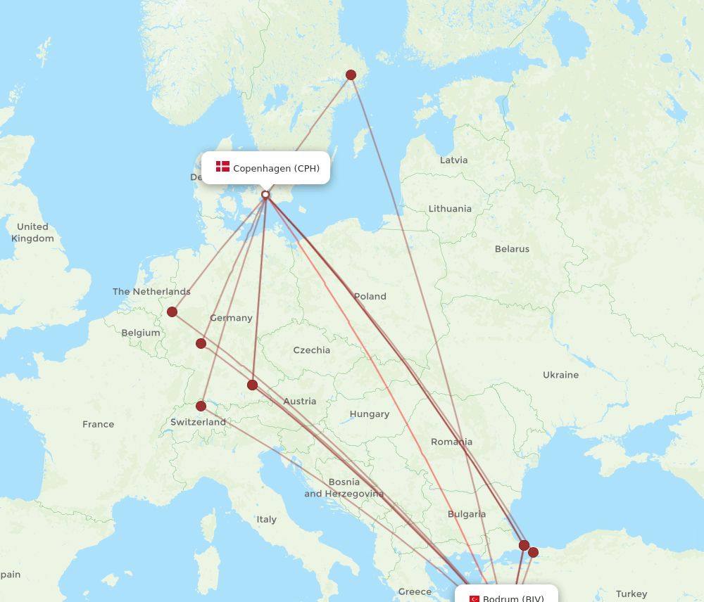 CPH-BJV flight routes