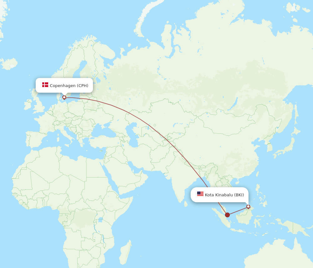 CPH-BKI flight routes