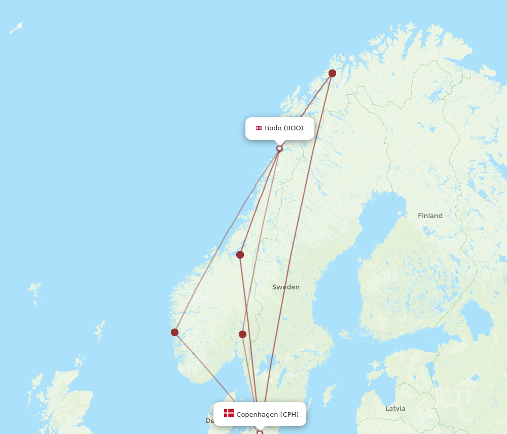 CPH-BOO flight routes