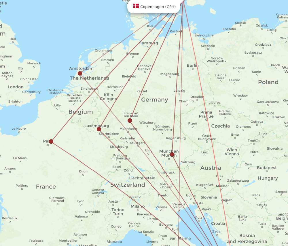 CPH-BRI flight routes