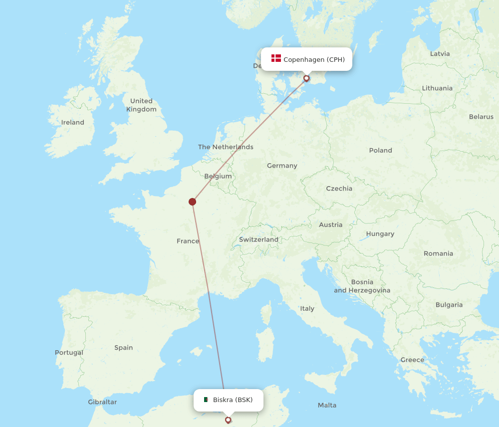 CPH-BSK flight routes