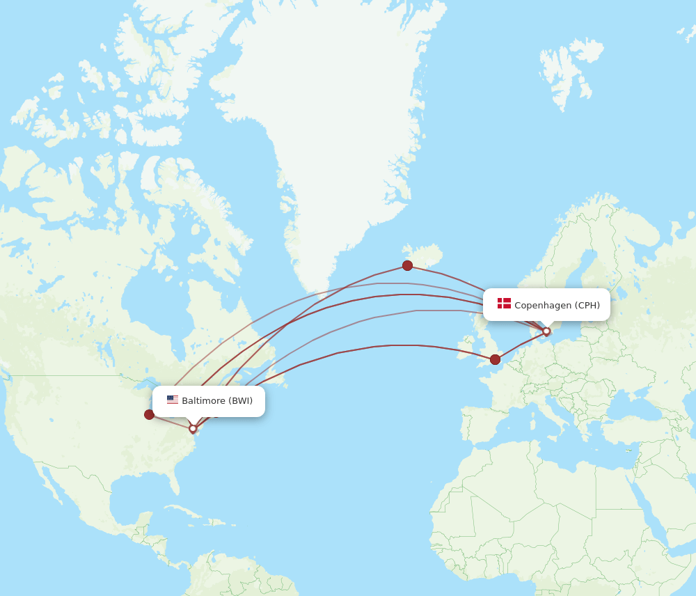CPH-BWI flight routes