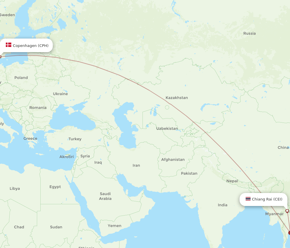 CPH-CEI flight routes