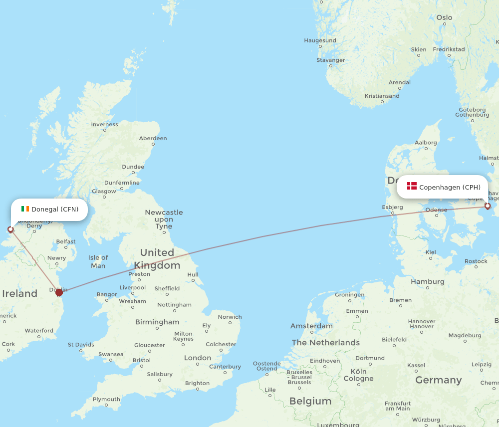 CPH-CFN flight routes