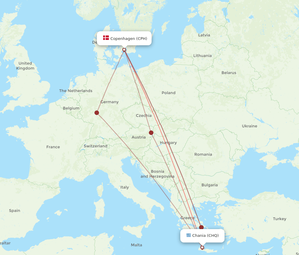 CPH-CHQ flight routes