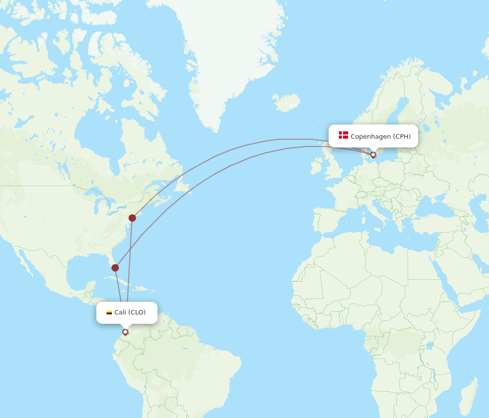 CPH-CLO flight routes