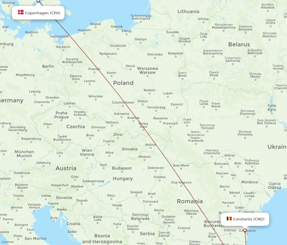 CPH-CND flight routes