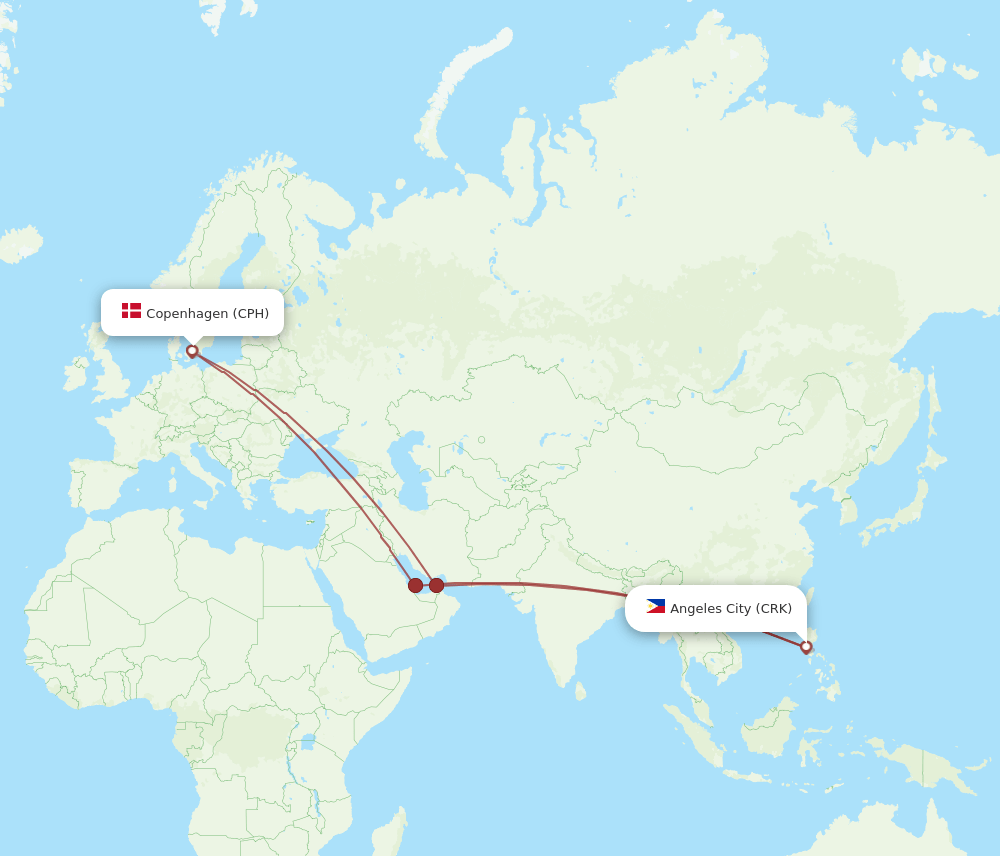 CPH to CRK flights and routes map