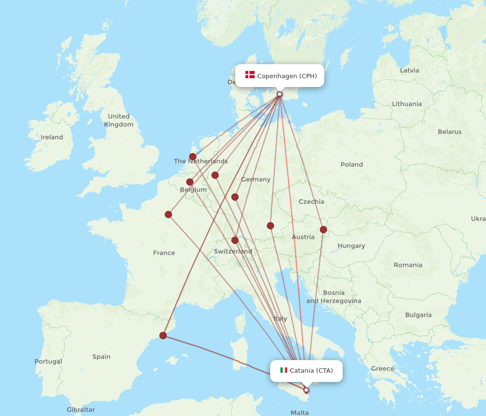 CPH-CTA flight routes