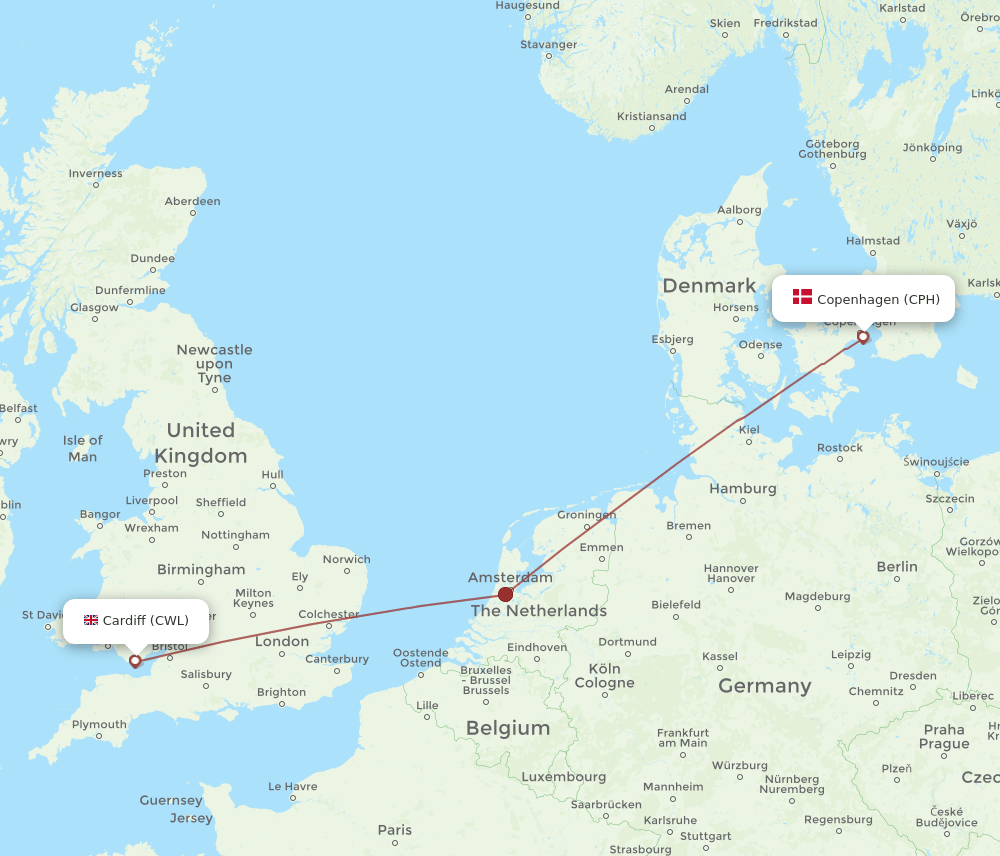 CPH-CWL flight routes