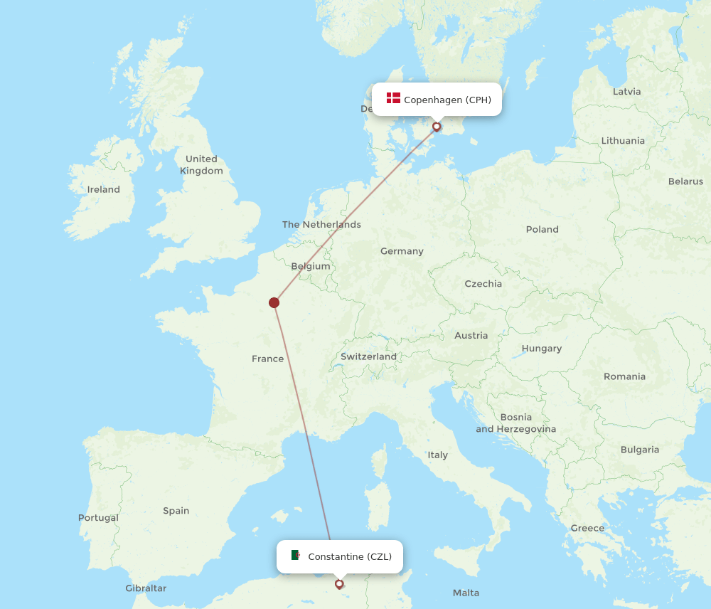 CPH-CZL flight routes