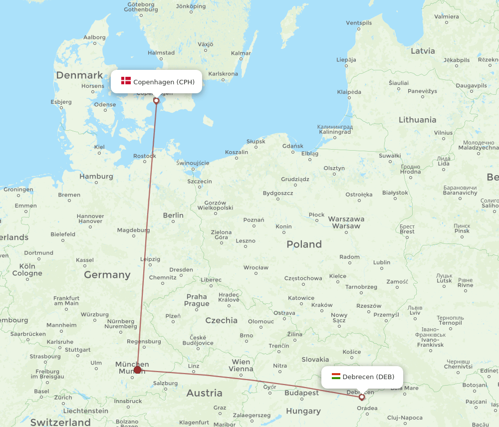 CPH-DEB flight routes