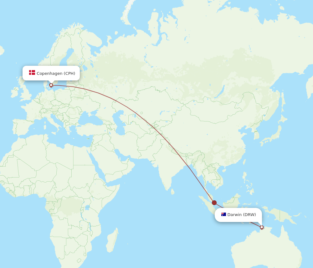 CPH-DRW flight routes
