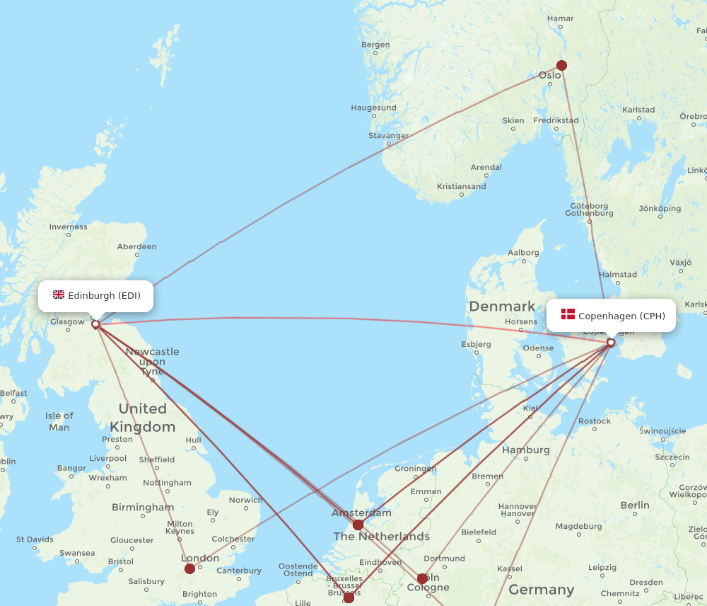 CPH-EDI flight routes
