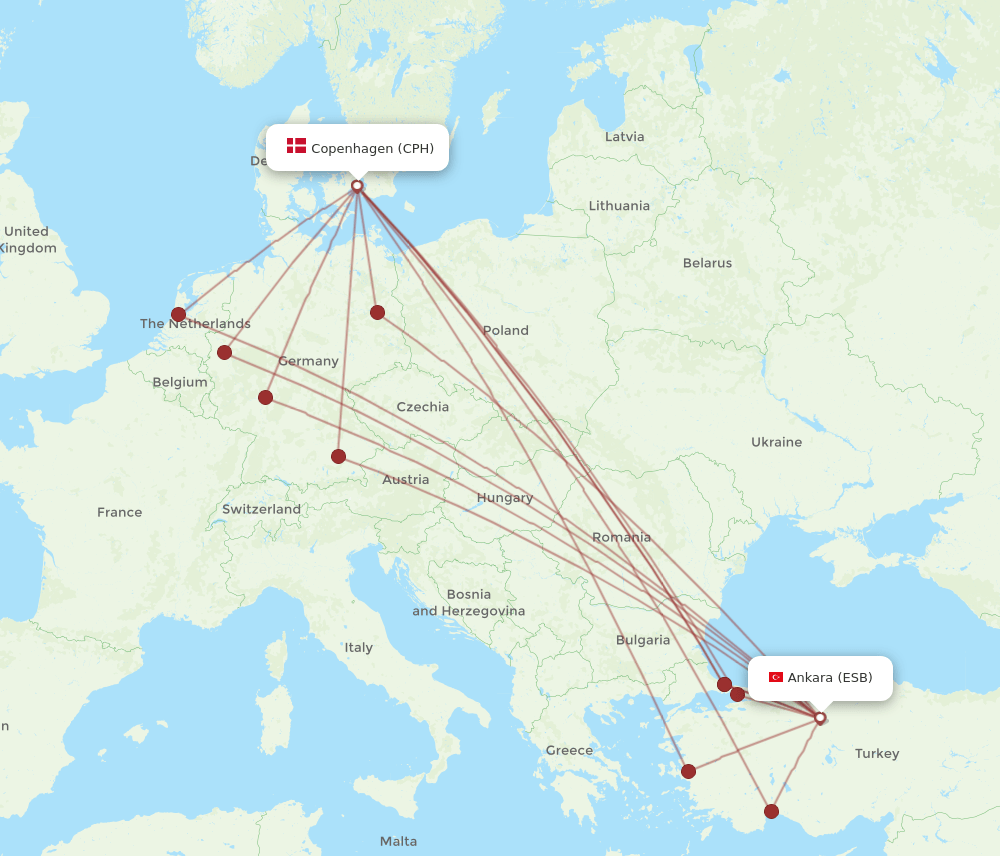 CPH-ESB flight routes