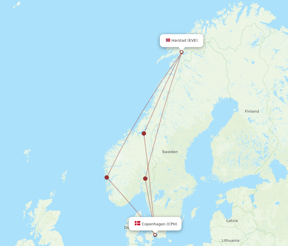 CPH-EVE flight routes