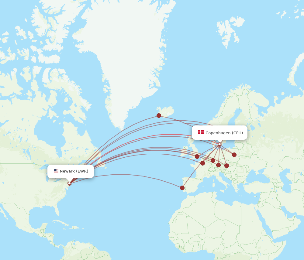 CPH-EWR flight routes