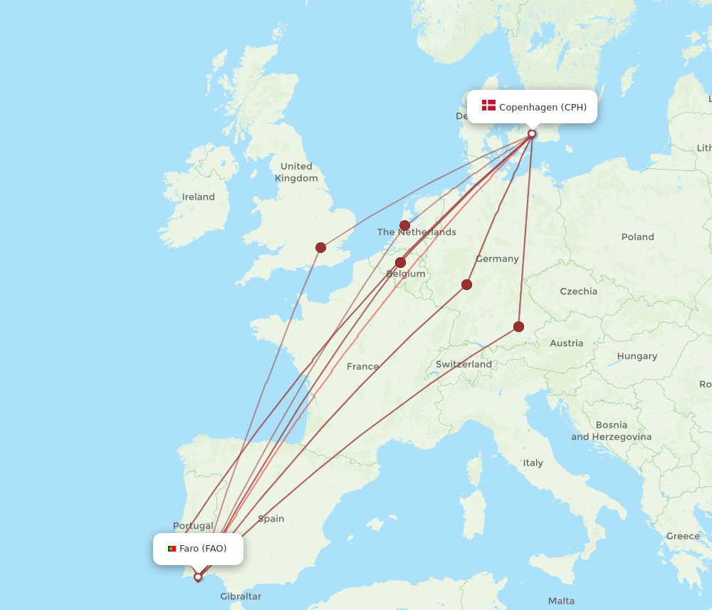CPH-FAO flight routes